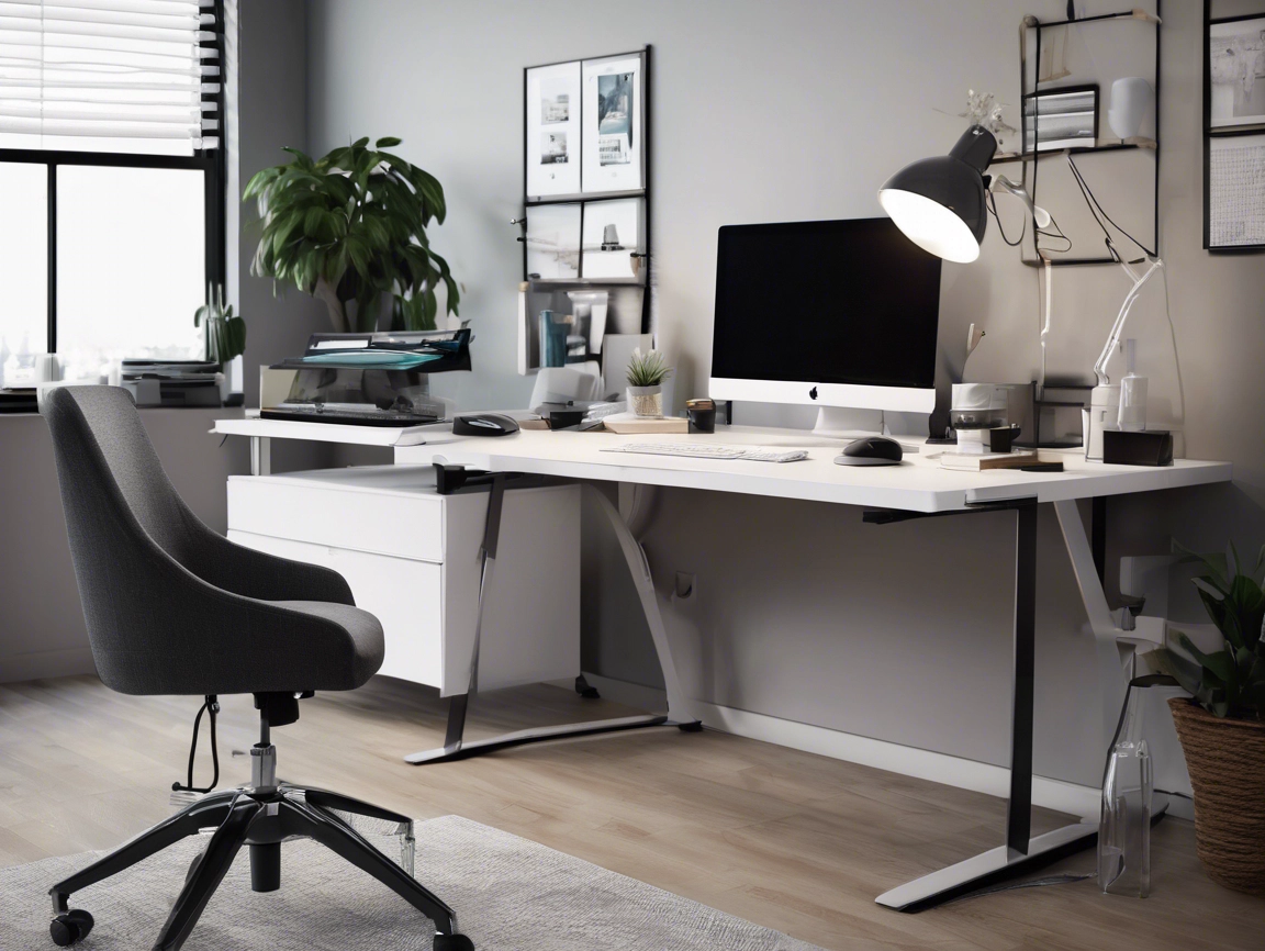 Organized Office Desk with Computer and Lamp