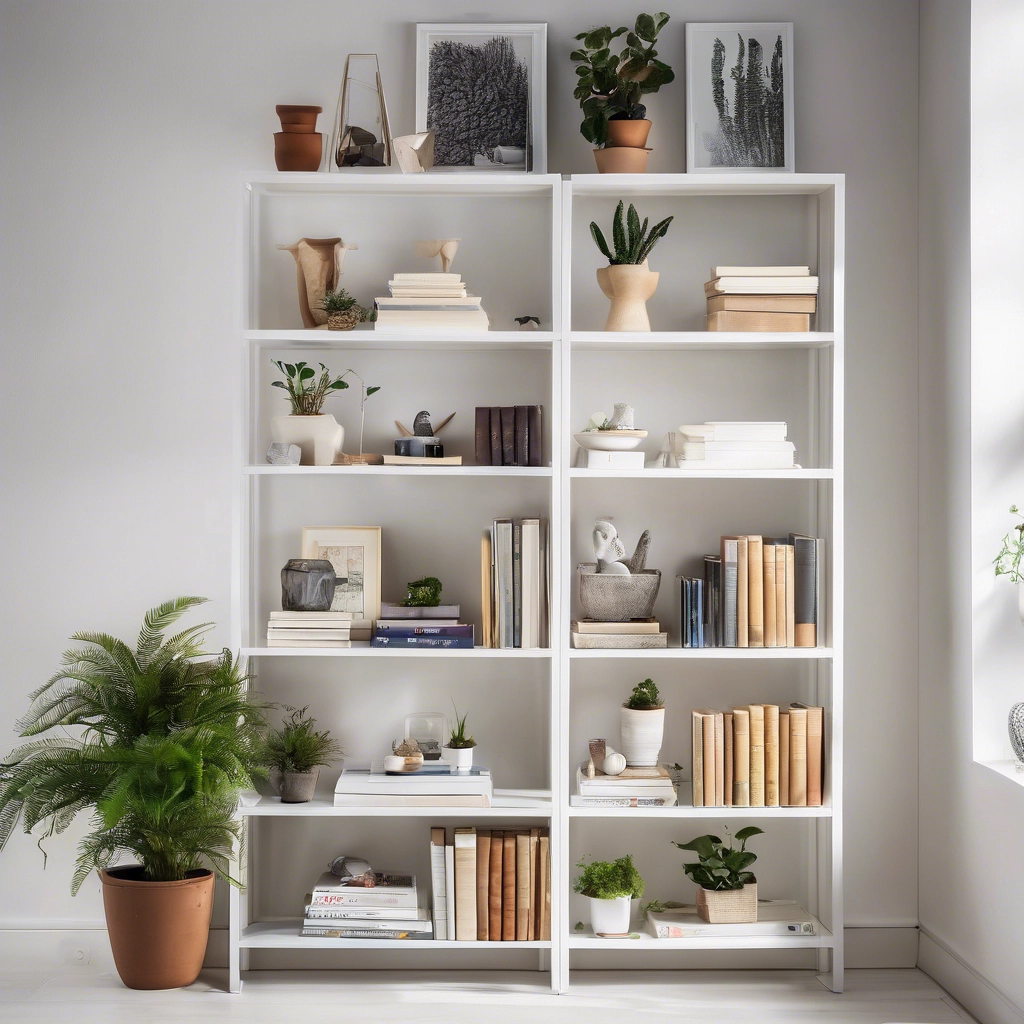 White Shelving Unit with Houseplants