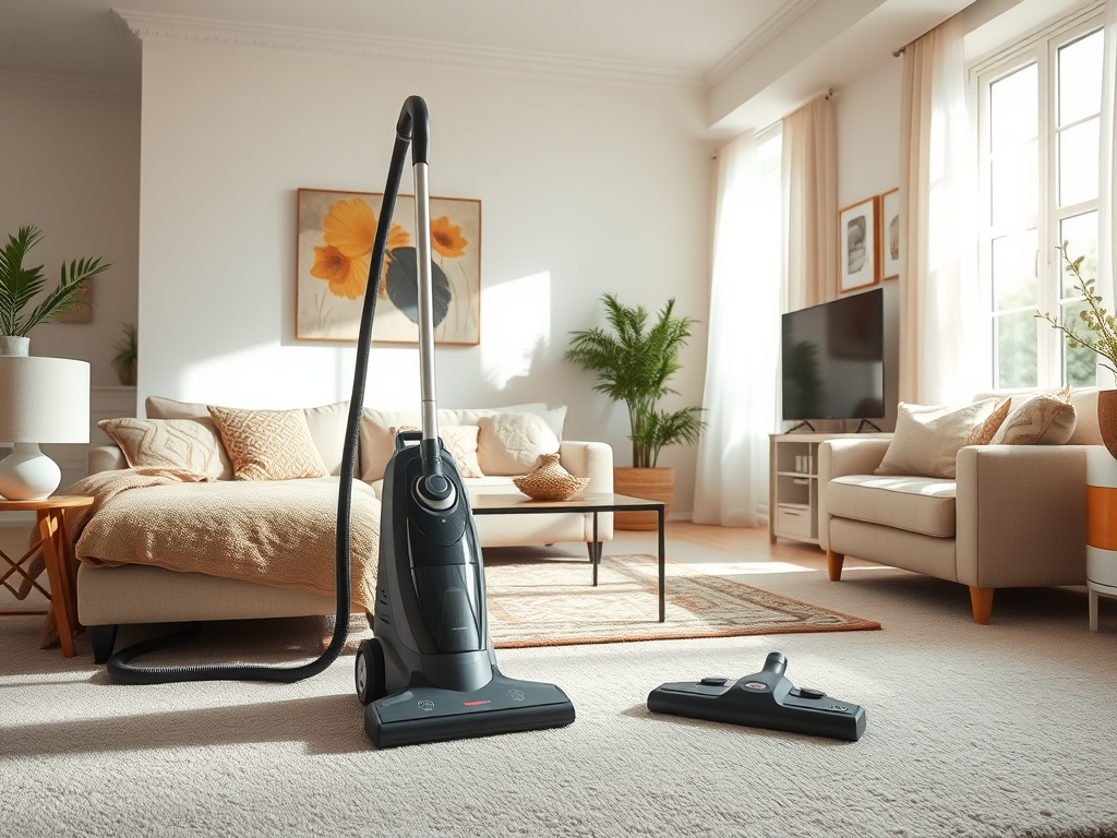 Vacuum Cleaner in Modern Living Room