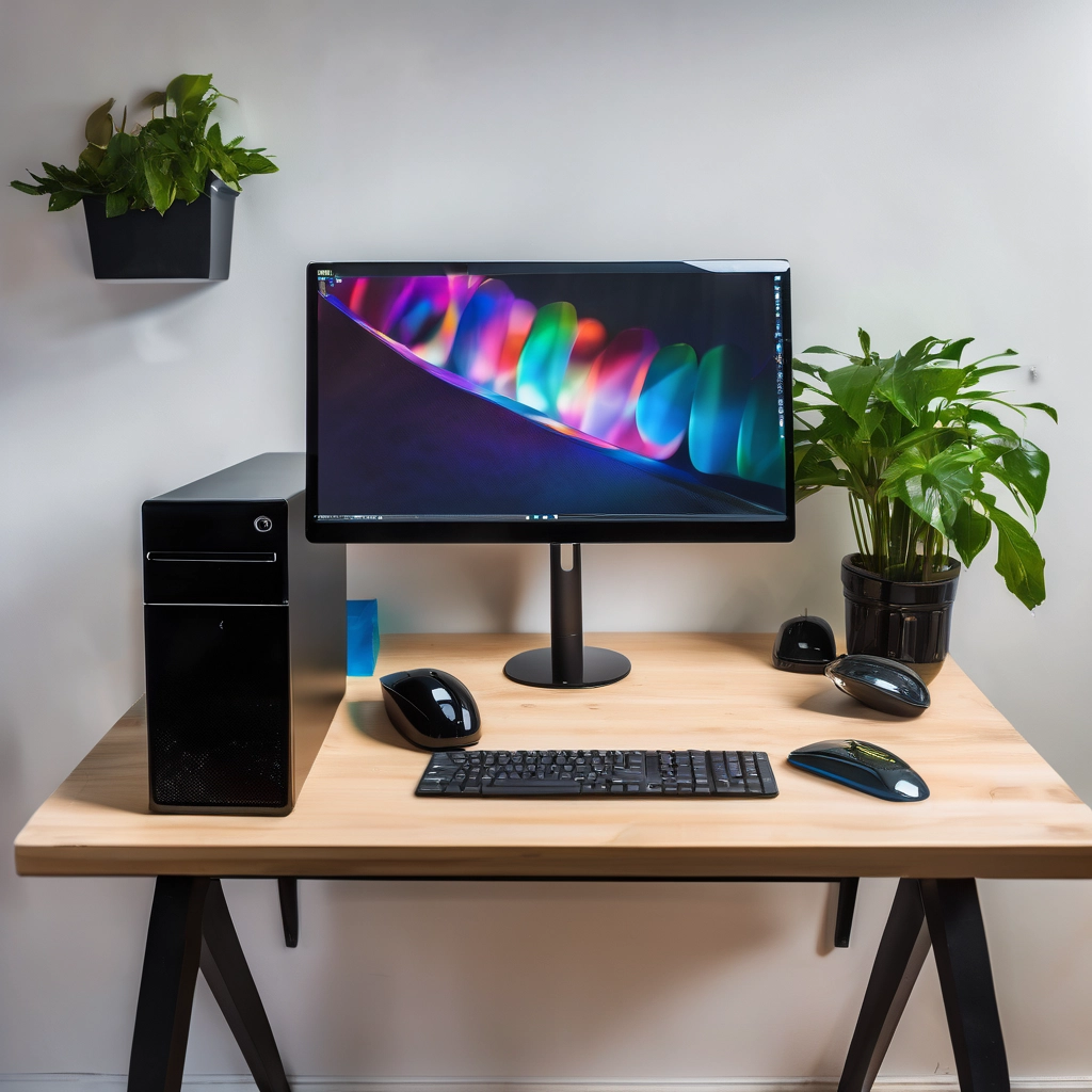 Organized Office Desk with Computer Setup